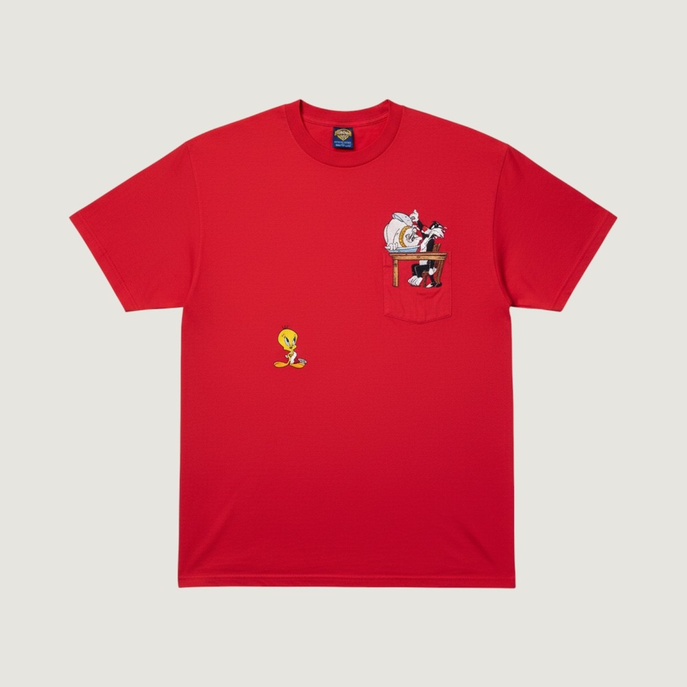 Vintage Warner Bros Looney Tunes Tweety Sylvester Dog Graphic T Shirt Size L Red